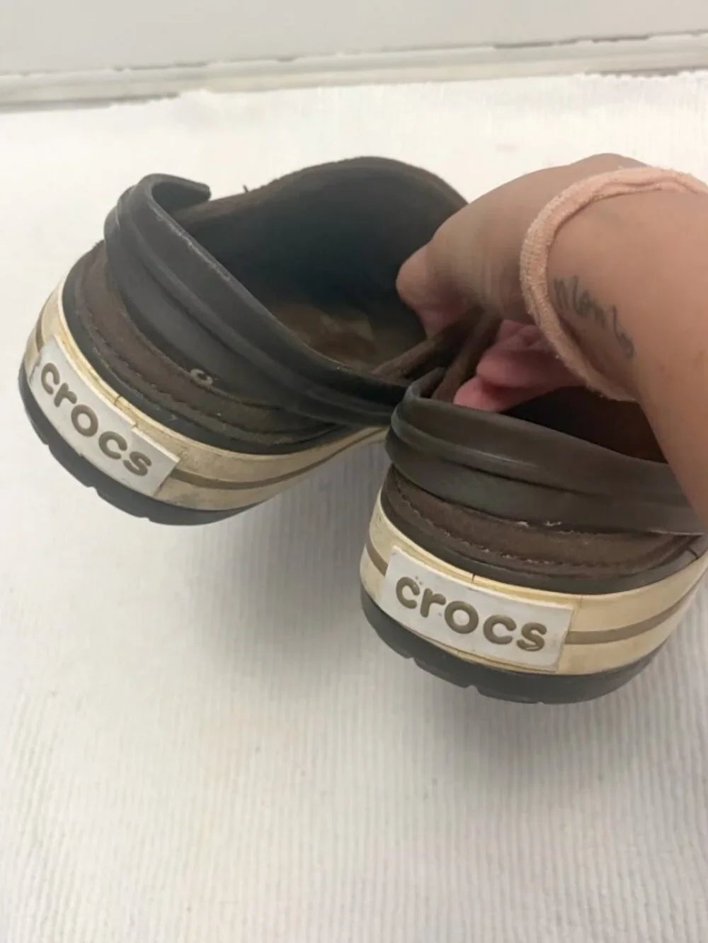 Crocs Crocband Stripe Sporty Midsole Lightweight Cushioning Slip On Clogs